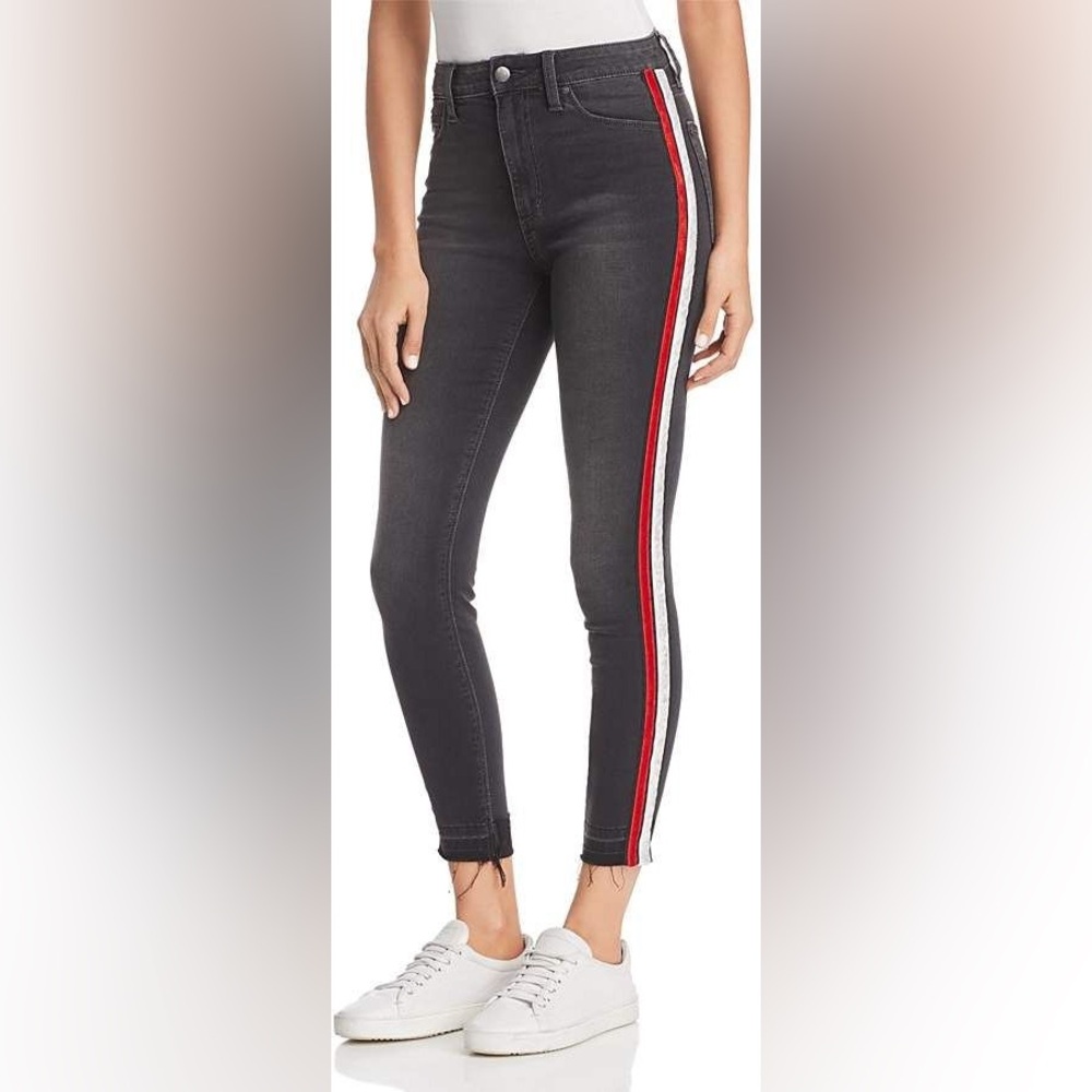 Joe's Jeans The Charlie Ankle Skinny Jeans Faded black jeans With Red White Stri